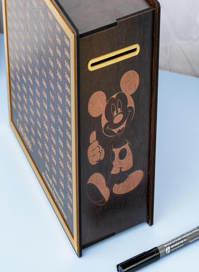 INOBECK Wooden Money Saving Box | 1,00,000 Savings Challenge Piggy Bank | Cash Saver Money Box with Counting Target | Coin Box with Carved Design, Savings Box, Wooden Coin Box with Pen (Model 4) - Image 4